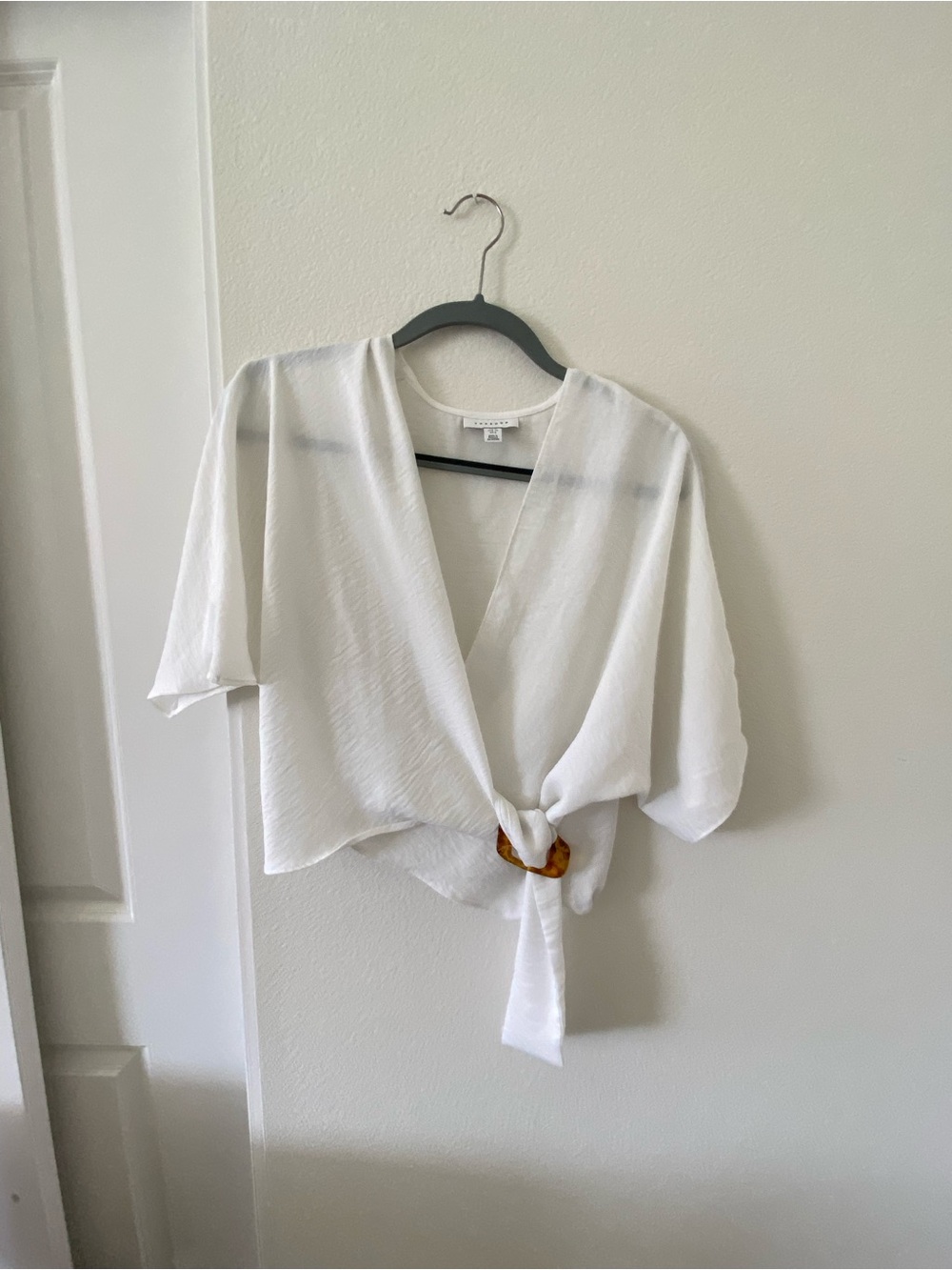 Topshop White Tie-Front Blouse